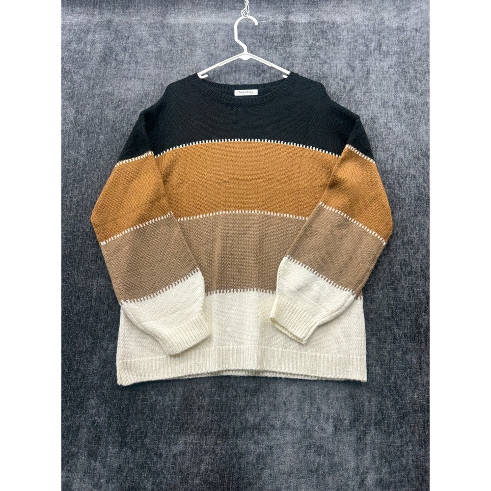 Angashion Sweater Womens XL Multicolor Colorblock Tight Knit Ribbed Warm Wear‎